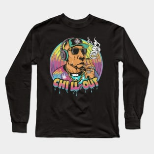 Chill Out: Hip Hop Dog Art Piece Long Sleeve T-Shirt